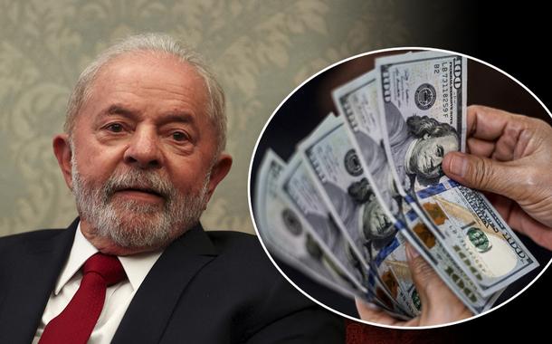 Lula e cédulas de dólar