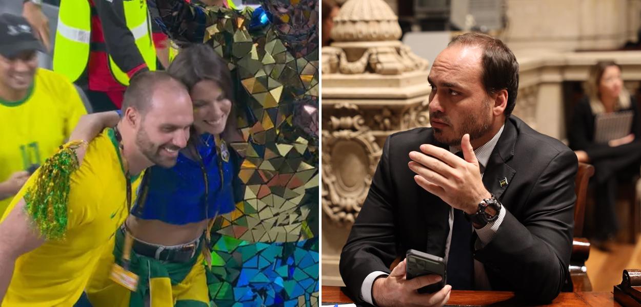 Eduardo Bolsonaro na Copa e Carlos Bolsonaro