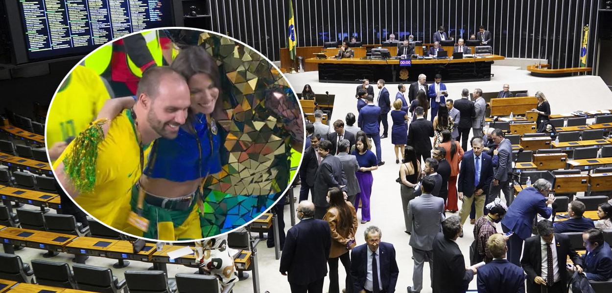 Eduardo Bolsonaro na Copa e plenário da Câmara dos Deputados