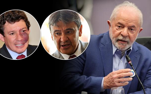 Da esq.: para a dir.: Reginaldo Lopes, líder do PT na Câmara; Wellington Dias, coordenador de Orçamento da equipe de transição, e Luiz Inácio Lula da Silva