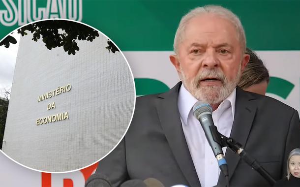 Fachada do Ministério da economia e Lula