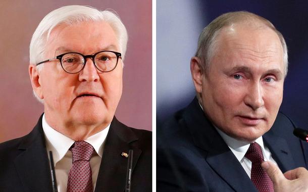 Presidentes da Alemanha, Frank-Walter Steinmeier (à esq.), e da Rússia, Vladimir Putin