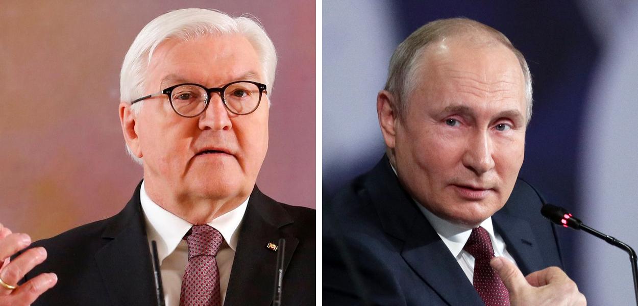 Presidentes da Alemanha, Frank-Walter Steinmeier (à esq.), e da Rússia, Vladimir Putin