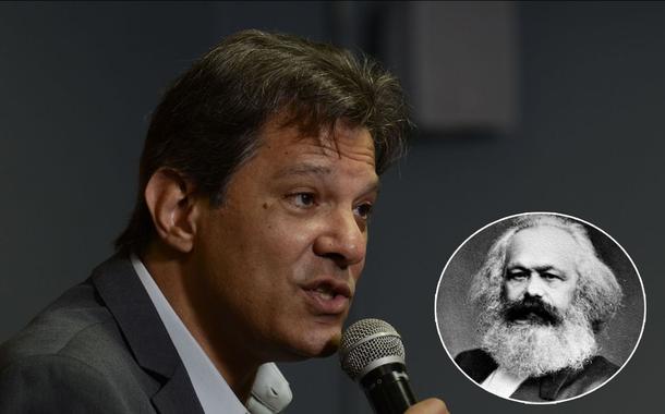 Fernando Haddad (à esq.) e Karl Marx