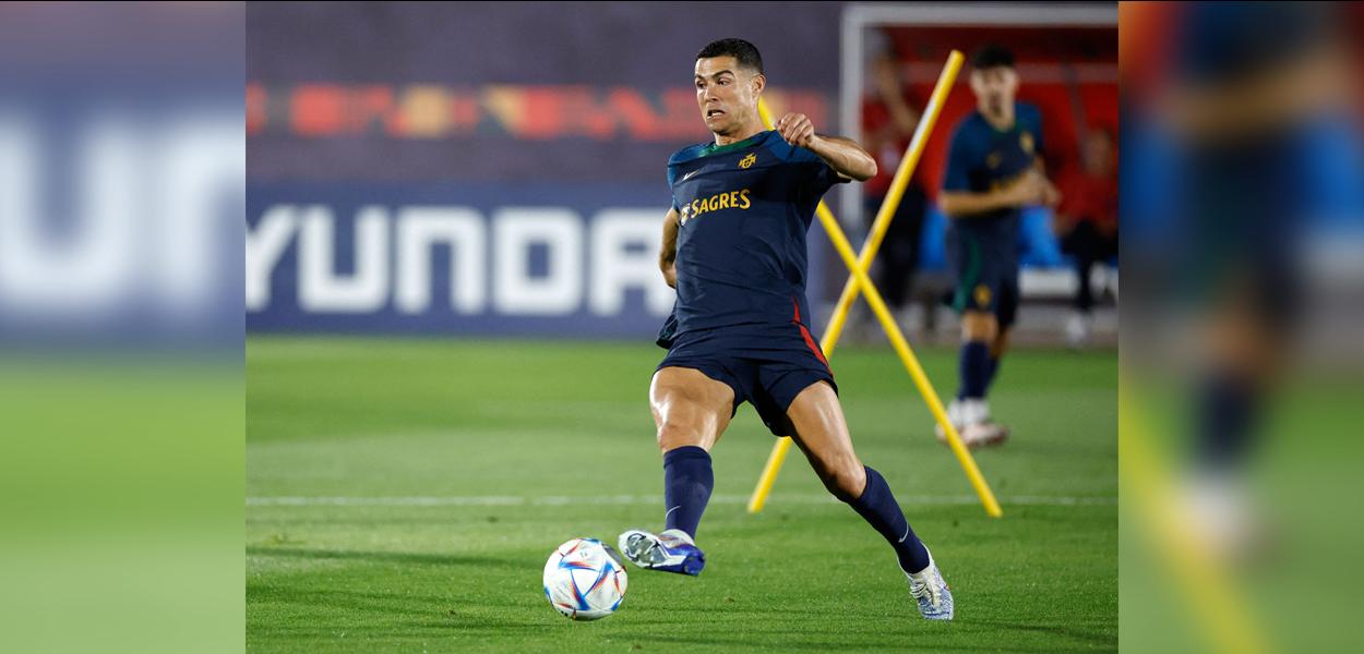 Cristiano Ronaldo em treino da seleção portuguesa na Copa do Catar