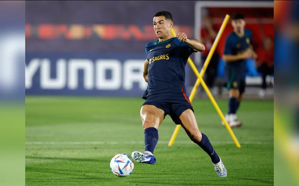 Cristiano Ronaldo em treino da seleção portuguesa na Copa do Catar