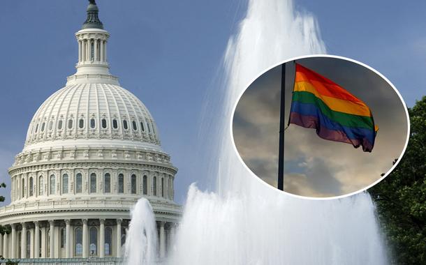 Congresso dos Estados Unidos e bandeira LGBTQIA+