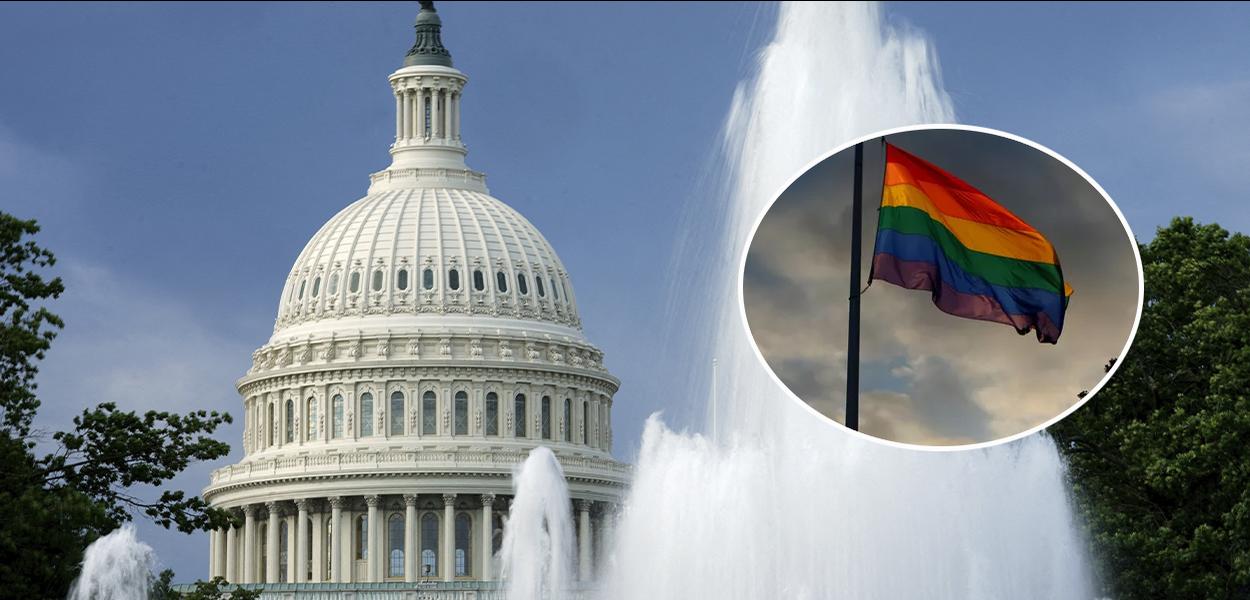 Congresso dos Estados Unidos e bandeira LGBTQIA+