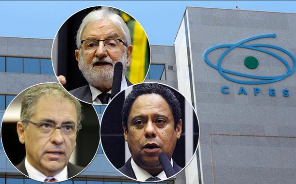 Carlos Zarattini, do PT (à esq.), Ivan Valente, do PSOL (meio), Orlando Silva, do PCdoB (círculo, à dir.) e a Coordenação de Aperfeiçoamento de Pessoal de Nível Superior (Capes)