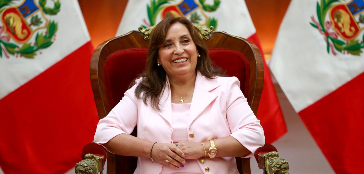 Presidente do Peru, Dina Boluarte (Foto: Presidência do Peru/Divulgação via REUTERS) Presidente do Peru, Dina Boluarte