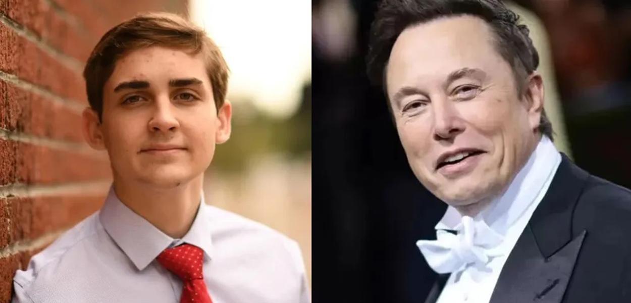 Jack Sweeney (à esq.) e Elon Musk