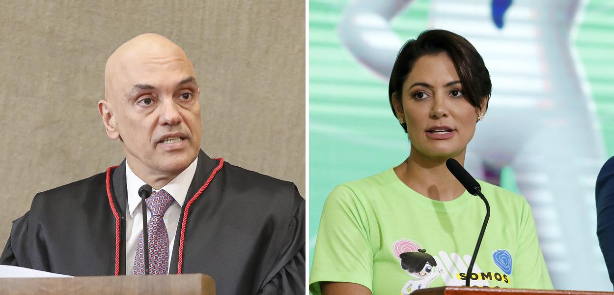 Alexandre de Moraes e Michelle Bolsonaro