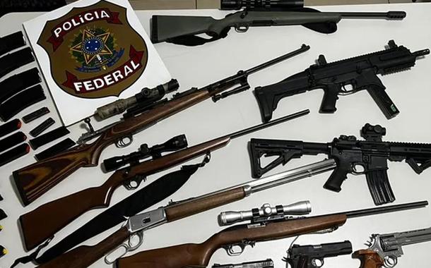 Armas apreendidas pela Polícia Federal durante operação contra organizadores de atos antidemocráticos