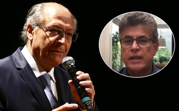 O vice-presidente eleito, Geraldo Alckmin, durante reunião com parlamentares das bancadas aliadas na sede do governo de transição no Centro Cultural Banco do Brasil (CCBB)