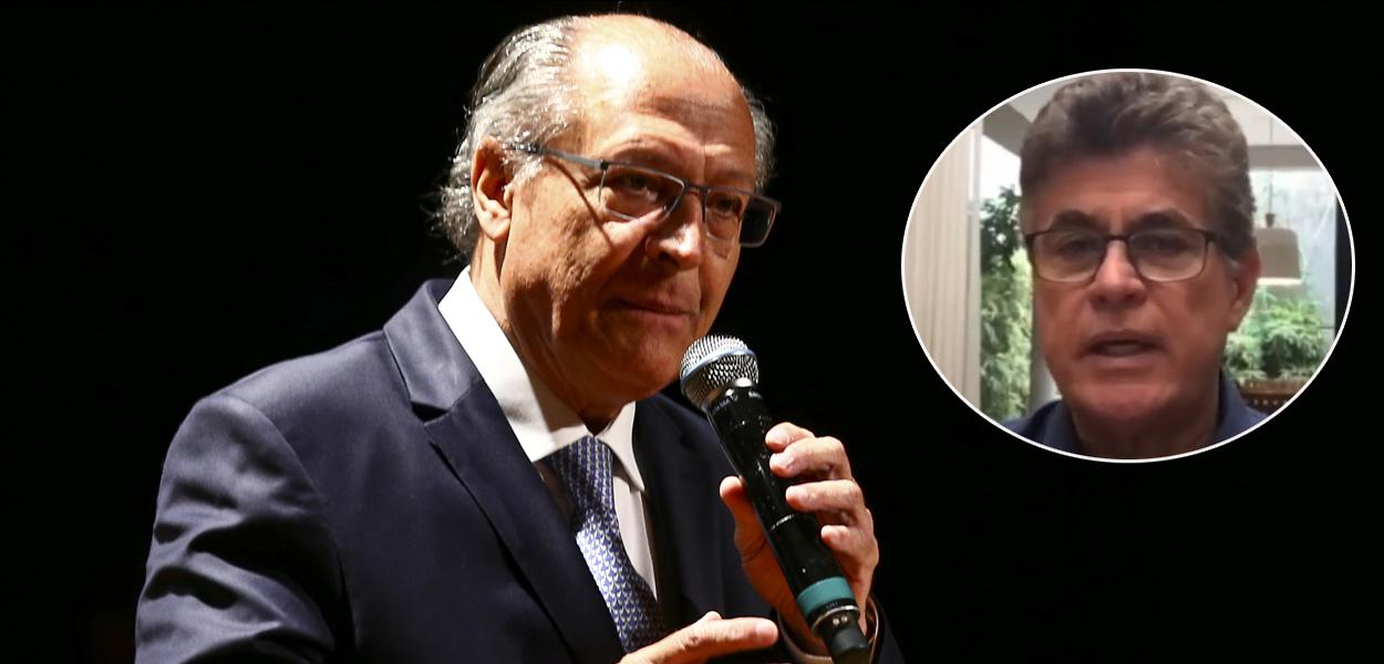 O vice-presidente eleito, Geraldo Alckmin, durante reunião com parlamentares das bancadas aliadas na sede do governo de transição no Centro Cultural Banco do Brasil (CCBB)