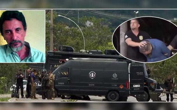 Jornalista Fernando Brito (canto superior, à esq.), área com suspeita de ataque terrorista em Brasília (DF) e o empresário bolsonarista George Washington sendo preso na capital federal (canto superior, à dir.)