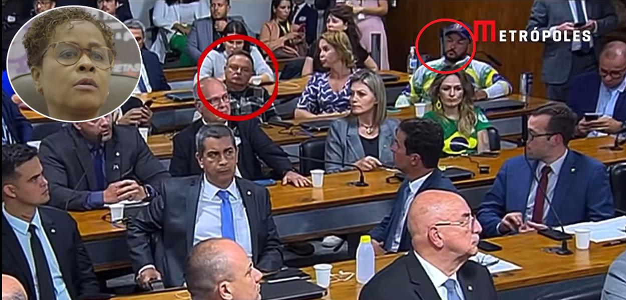 Verônica Lima (círculo, canto superior esq.), George Washington (de camisa quadriculada, no círculo vermelho) e Alan Diego Rodrigues (de boné e com a roupa do Brasil, à dir.)
