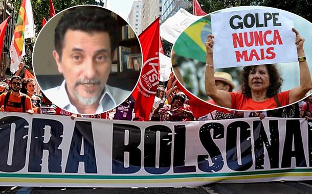 Fernando Brito, ato pelo impeachment de Jair Bolsonaro e uma manifestante contra atos que pedem intervenção militar, com o fechamento do Congresso e do STF