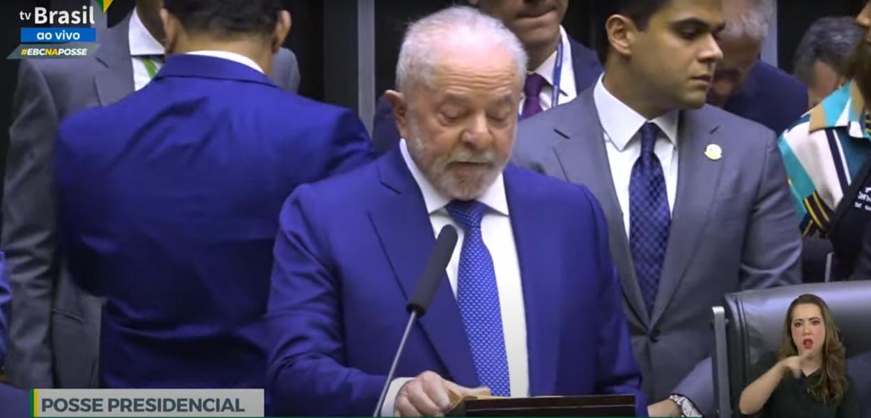 Lula durante discurso da posse