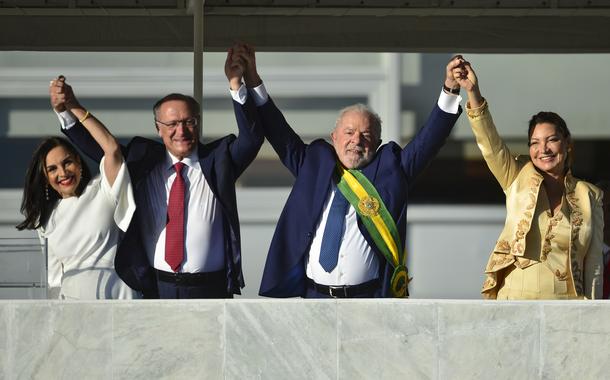 O presidente Luiz Inácio Lula da Silva durante cerimônia de posse, no Palácio do Planalto.
