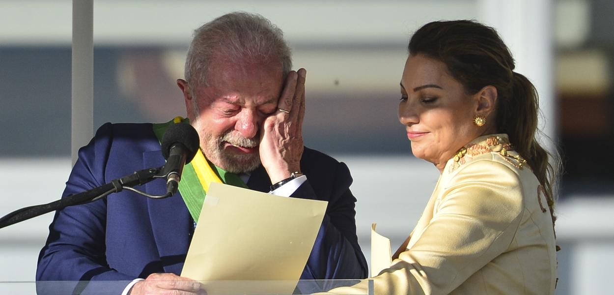 O presidente Luiz Inácio Lula da Silva durante cerimônia de posse, no Palácio do Planalto.