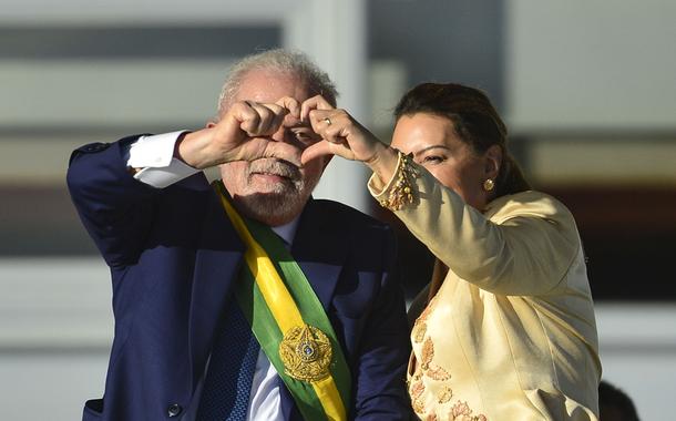 O presidente Luiz Inácio Lula da Silva durante cerimônia de posse, no Palácio do Planalto.