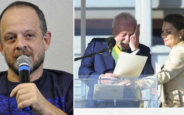 Breno Altman e Lula, ao lado de Janja, discursa após receber a faixa presidencial