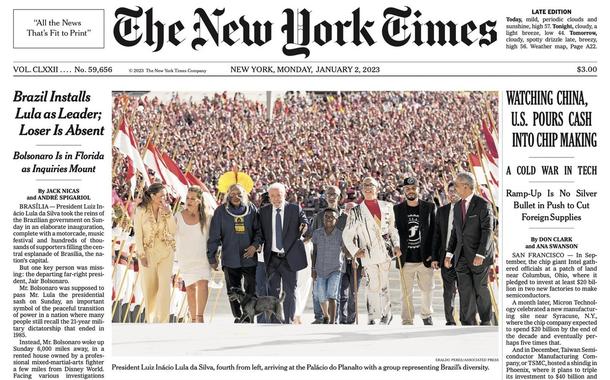 Capa do New York Times desta segunda-feira