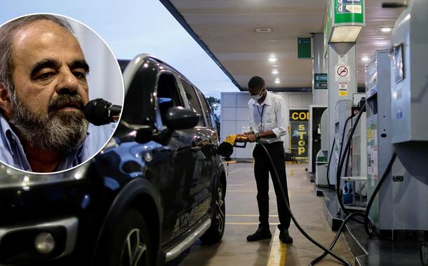 Marcelo Auler (círuclo) e um posto de gasolina