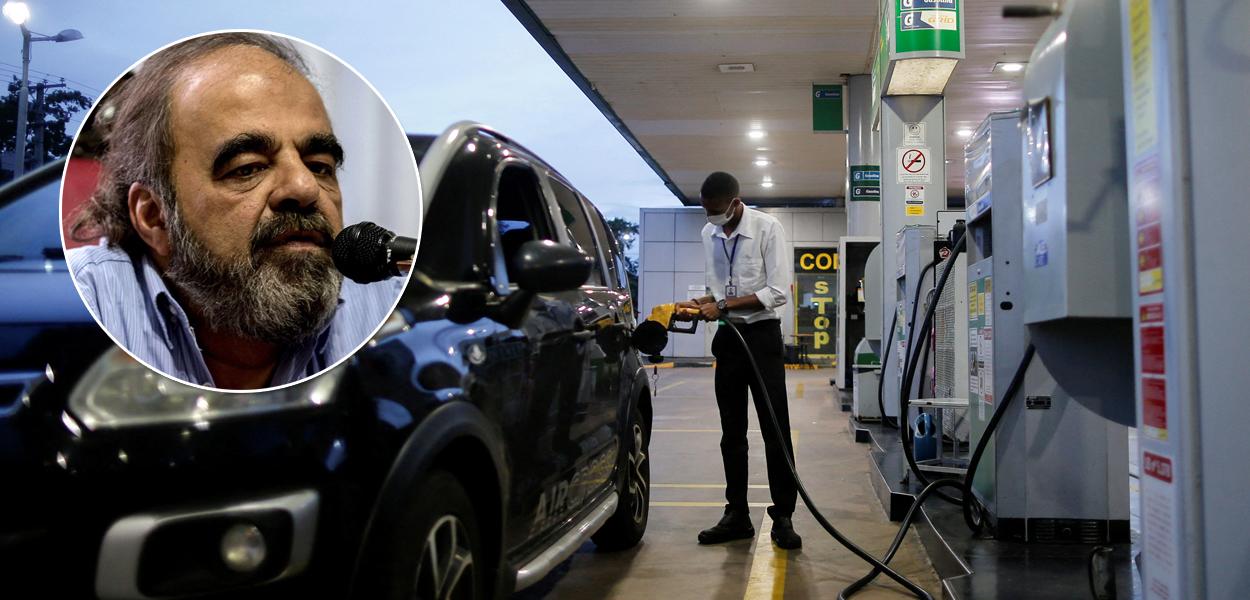 Marcelo Auler (círuclo) e um posto de gasolina