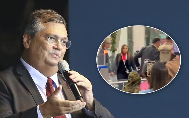 Flávio Dino e Ministro Barroso sendo hostilizado no aeroporto de Miami