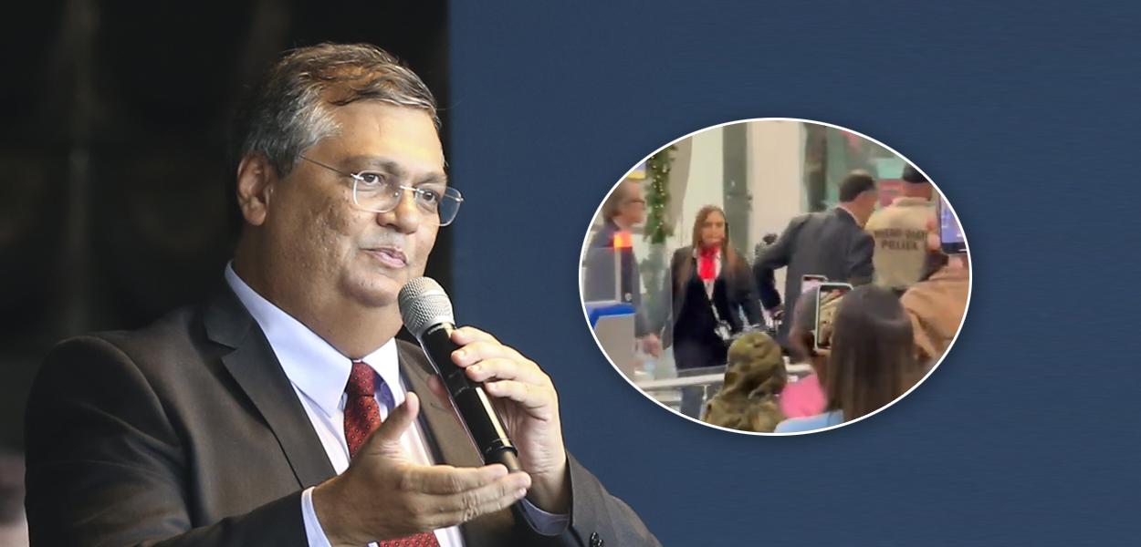 Flávio Dino e Ministro Barroso sendo hostilizado no aeroporto de Miami