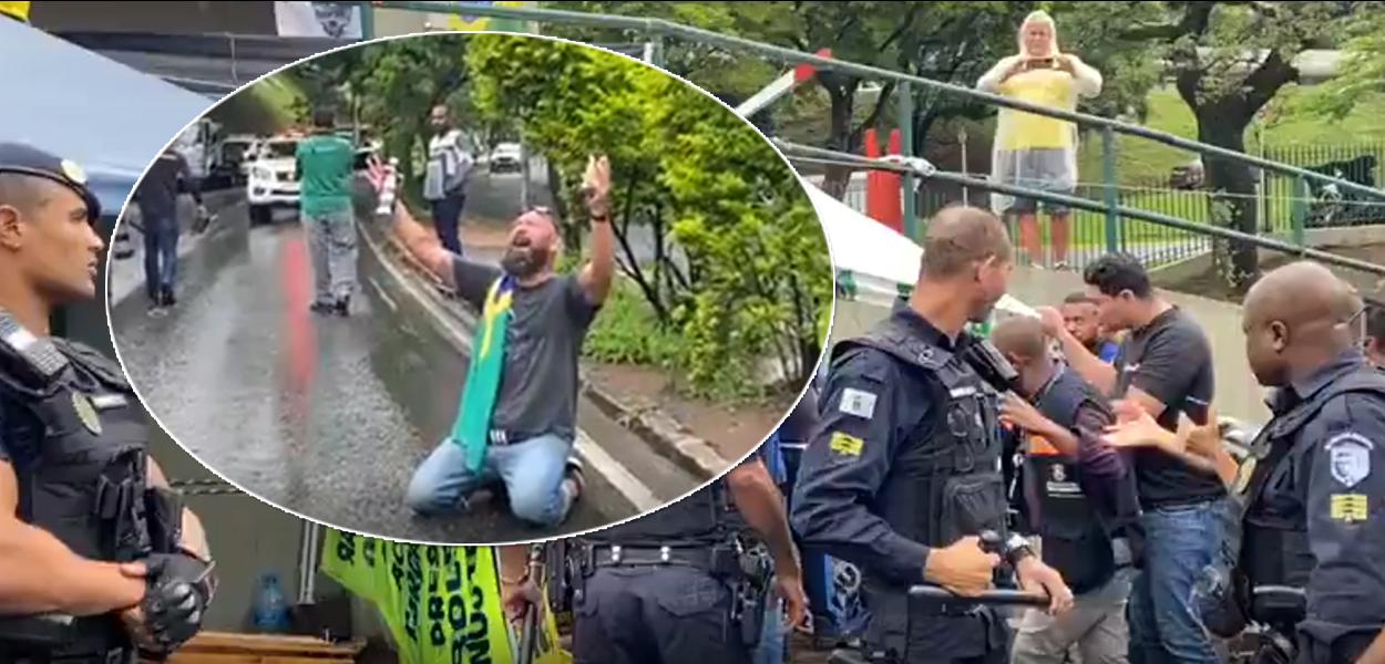 Policiais e apoiadores de Jair Bolsonaro em Belo Horizonte (MG) (Foto: Reprodução) Policiais e apoiadores de Jair Bolsonaro em Belo Horizonte (MG)