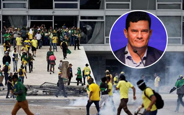 Sérgio Moro e terroristas bolsonaristas em Brasília - 08.01.2023