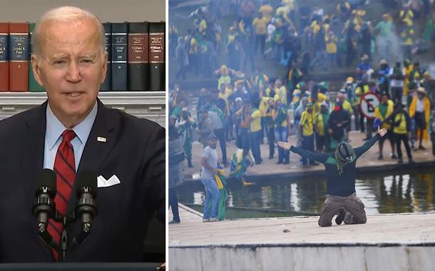 Joe Biden e terroristas bolsonaristas em Brasília - 08.01.2023