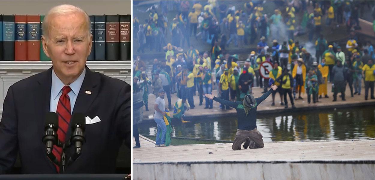 Joe Biden e terroristas bolsonaristas em Brasília - 08.01.2023