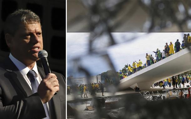 Tarcísio de Freitas e terroristas bolsonaristas em Brasília