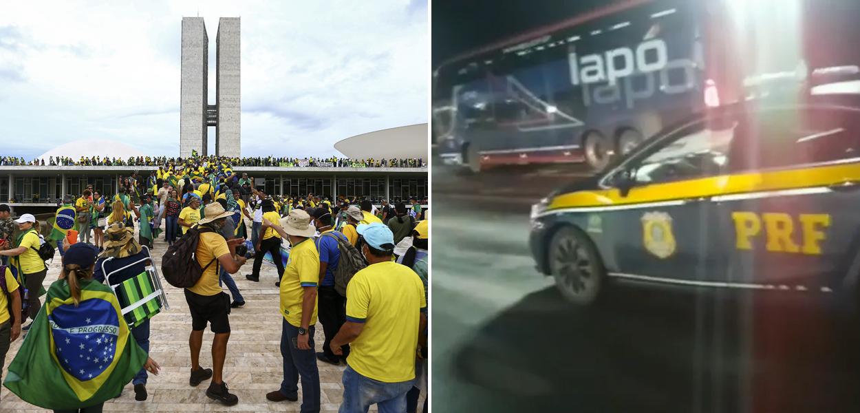 Bolsonaristas invadem Congresso | PRF persegue ônibus com bolsonaristas