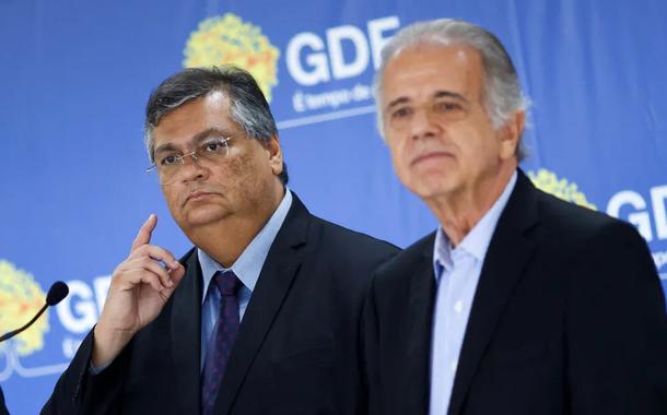 Os ministros Flávio Dino (Justiça) e José Múcio Monteiro (Defesa)