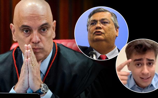 Alexandre de Moraes, Flávio Dino e Nikolas Ferreira