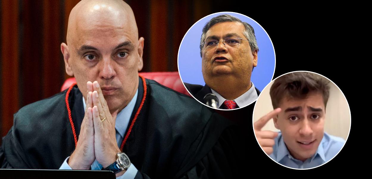 Alexandre de Moraes, Flávio Dino e Nikolas Ferreira