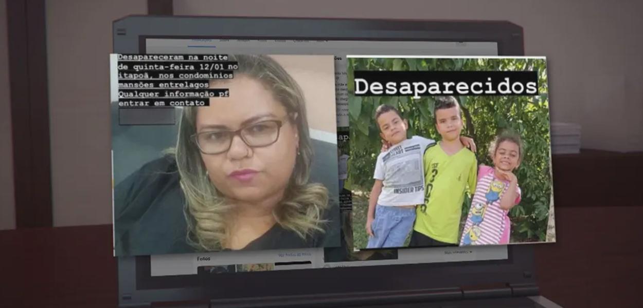 Elizamar Silva e os filhos desapareceram na noite de quinta-feira (12), no Distrito Federal