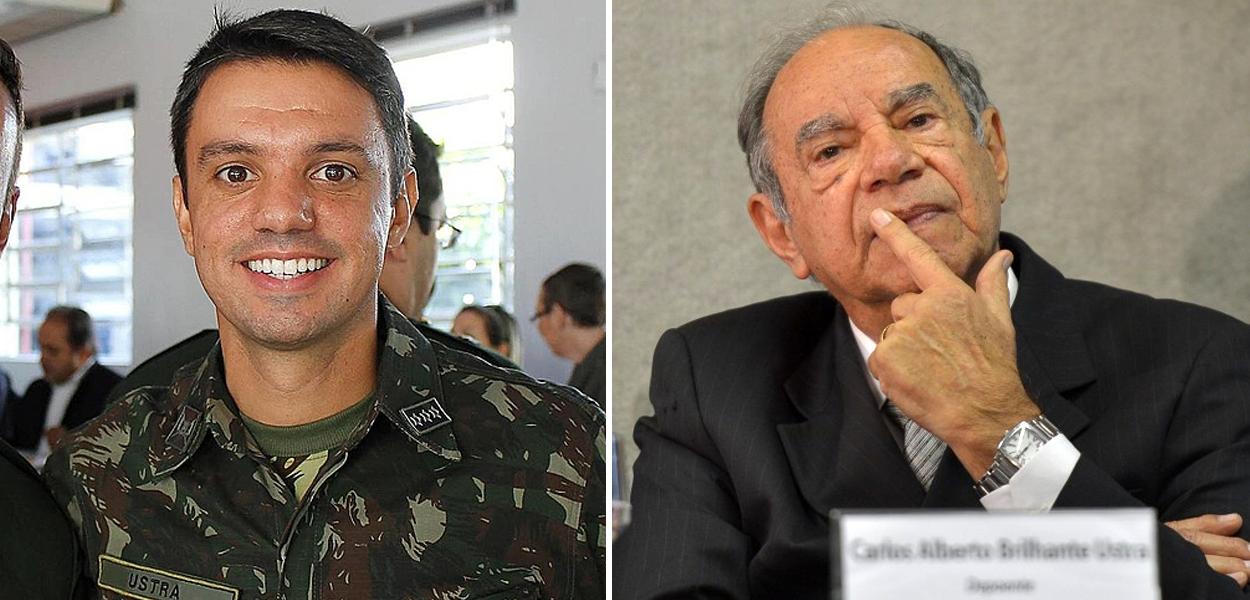 Marcelo Ustra da Silva Soares (à esq.) e o coronel Carlos Alberto Brilhante Ustra