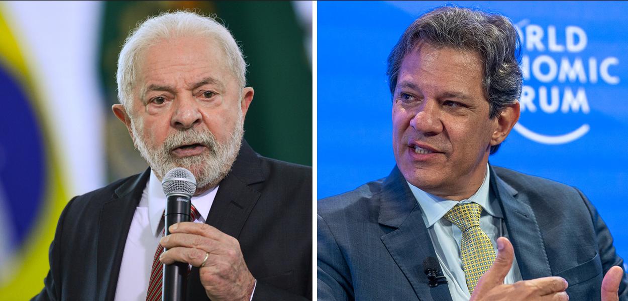 Presidente Luiz Inácio Lula da Silva (à esq.) e o ministro da Fazenda, Fernando Haddad