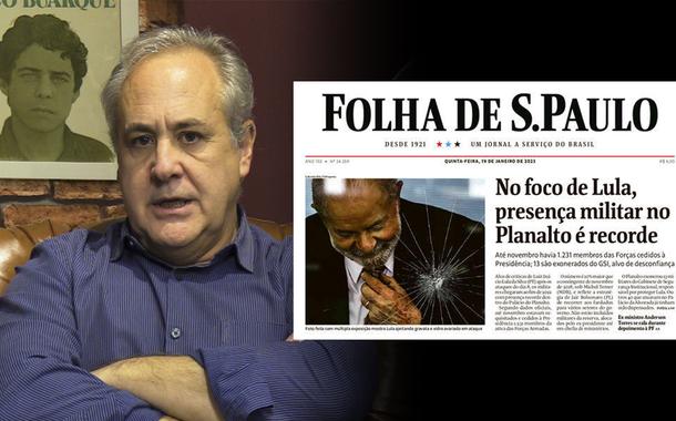 Joaquim de Carvalho e capa da Folha de S. Paulo de 19/01/2023