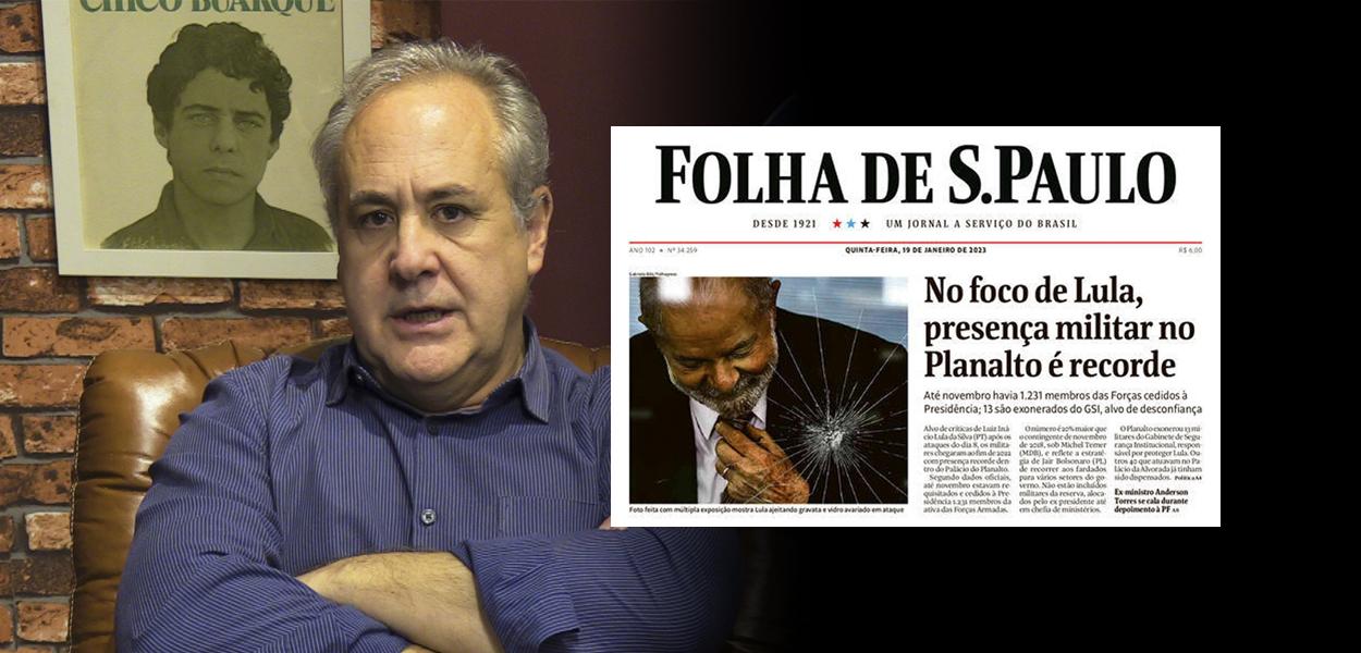 Joaquim de Carvalho e capa da Folha de S. Paulo de 19/01/2023