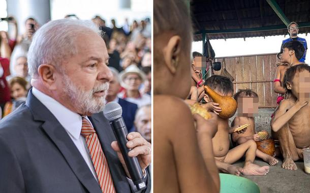 Luiz Inácio Lula da Silva e indígenas subnutridas