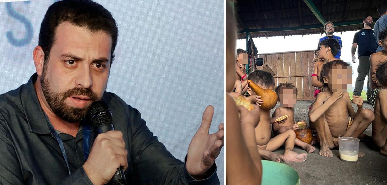 Guilherme Boulos e o índios Yanomami (Foto: Reprodução/Facebook | Condisi-YY/Divulgação) Guilherme Boulos e o índios Yanomami
