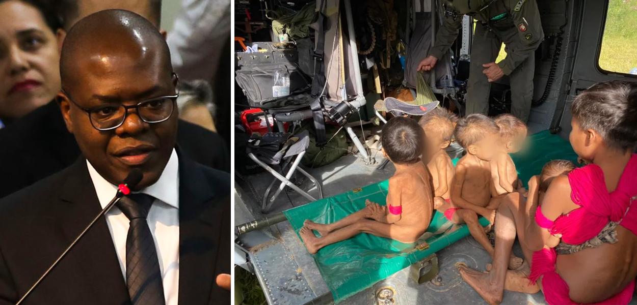 Silvio Luiz de Almeida, atual ministro dos Direitos Humanos, e os índios yanomamis