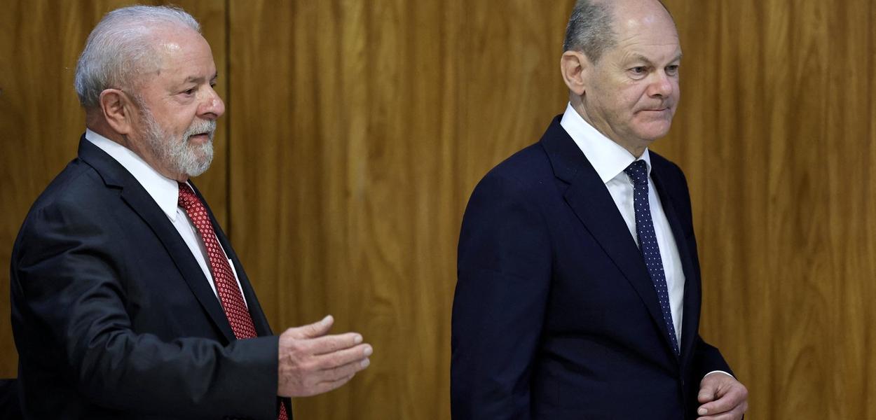 Presidente Lula e chanceler alemão Olaf Scholz falam à imprensa no Palácio do Planalto, em Brasília. 30/01/2023 (Foto: REUTERS/Ueslei Marcelino) Presidente Lula e chanceler alemão Olaf Scholz falam à imprensa no Palácio do Planalto, em Brasília. 30/01/2023